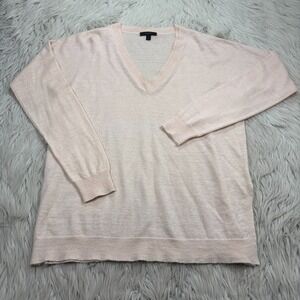 J.Crew Women's S Ballerina Pink V-Neck Merino Linen Sweater Coastal Preppy